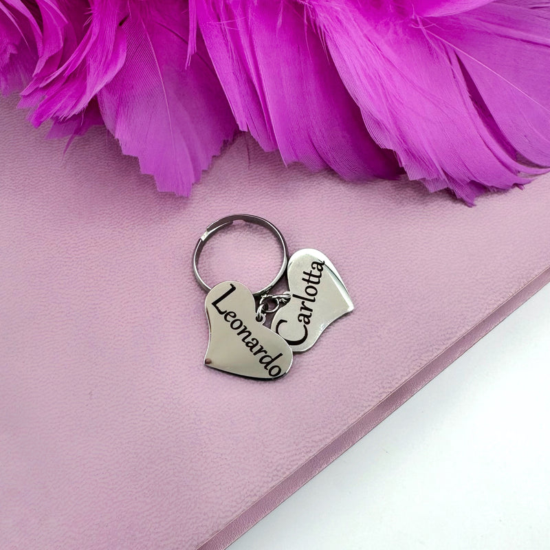 Anello doppio cuore con incisione