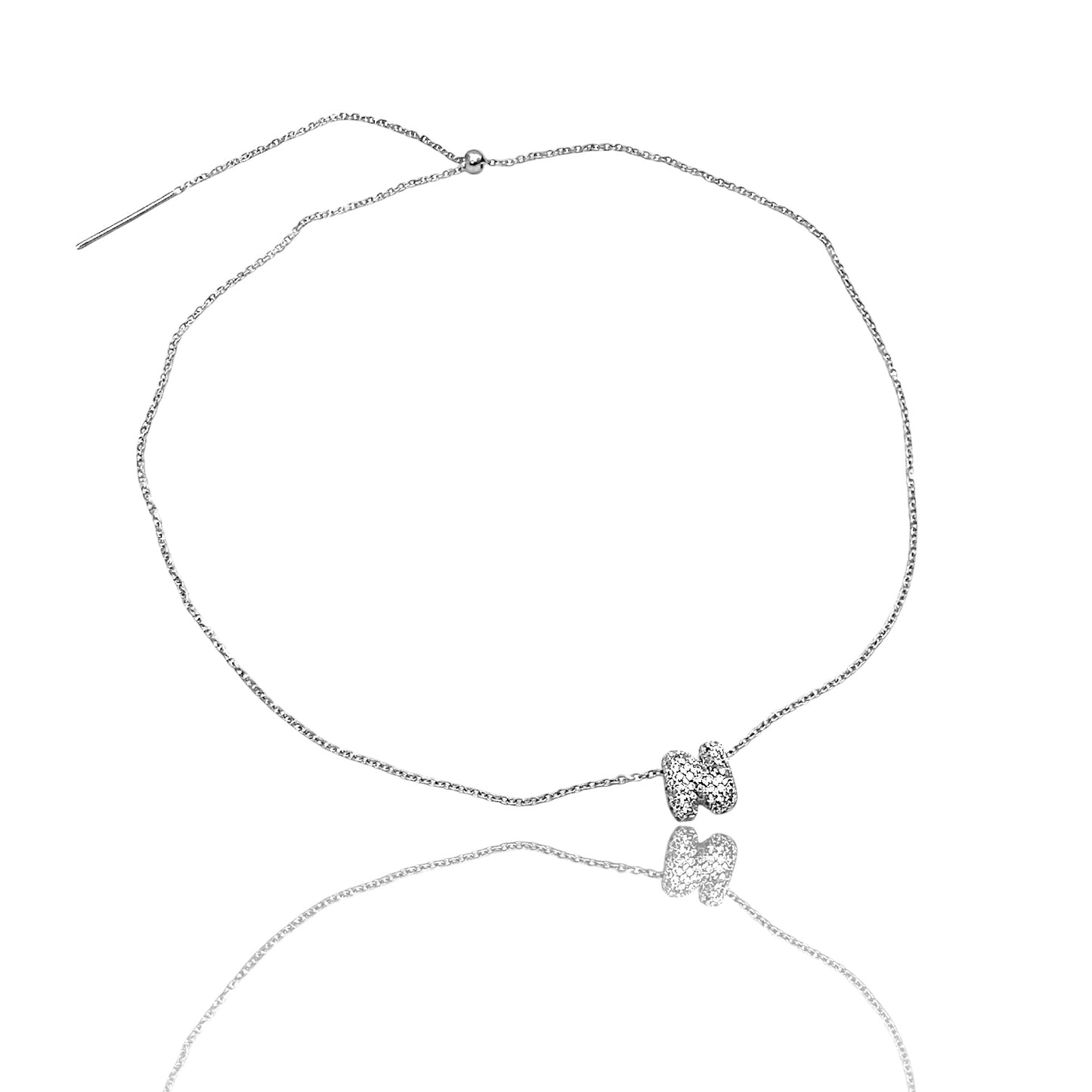Saliscendi SILVER - collana + iniziale strass