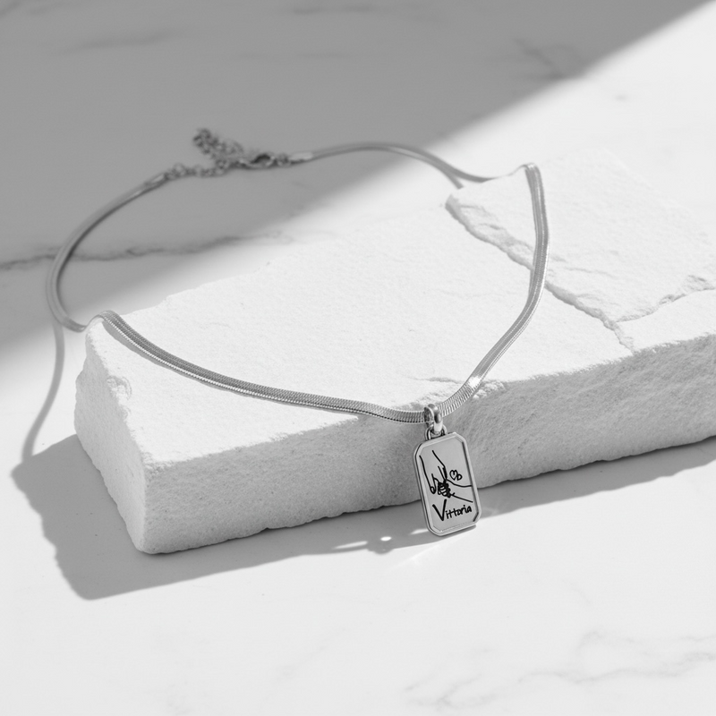 Snake rettangolo mini - collana personalizzabile