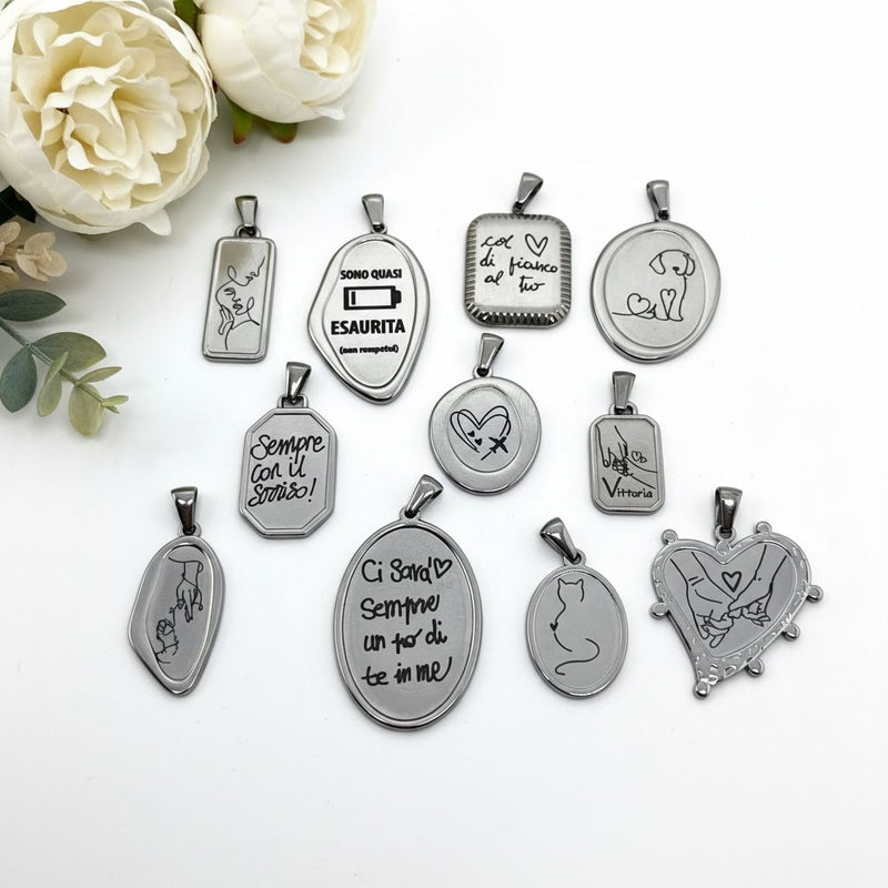 Noah - charms personalizzabili con scritta o disegno stilizzato