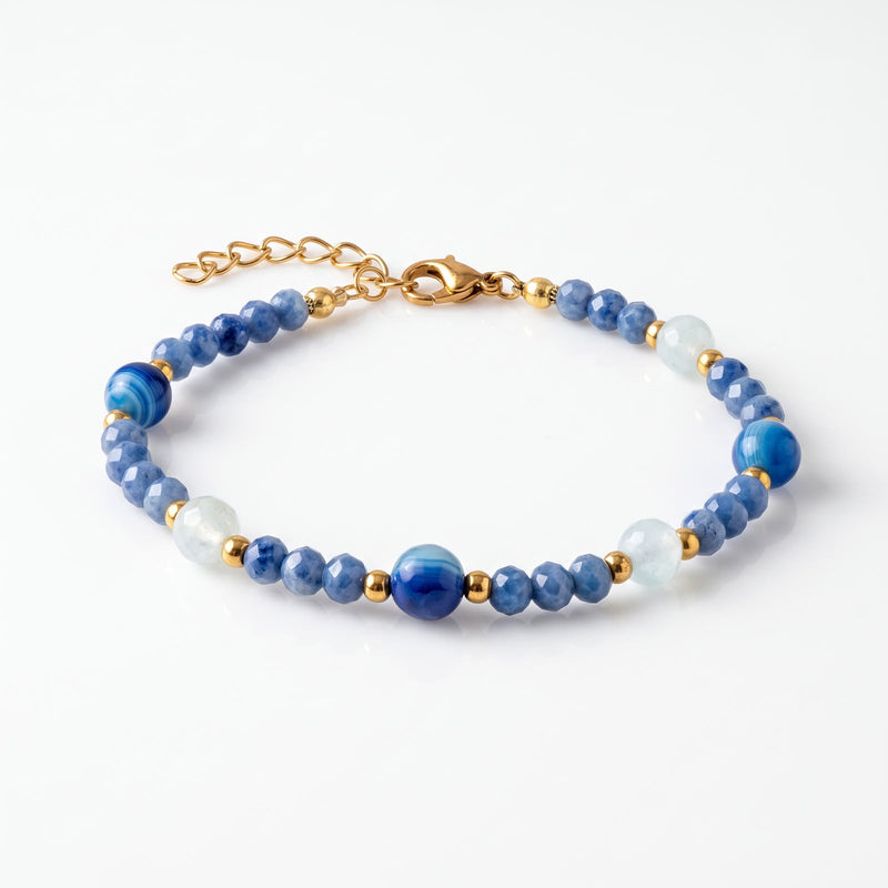 Celeste - bracciale con acqua marina e agata blu